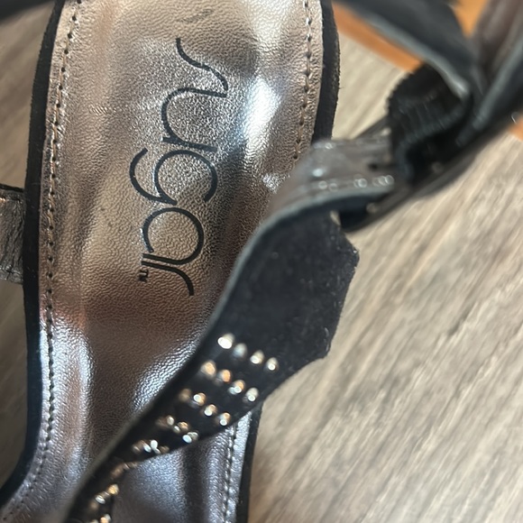 SUGAR SEQUINED VELVET BLACK PLATFORM HEELS IN SIZE 6.5 - Picture 6 of 9